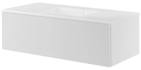 Mobile da bagno sospeso sotto lavabo L 105 x H 32 x P 48 cm bianco, 3 ante Neo, Maniglie acquistabili separatamente, chiusura push pull