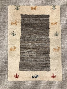 Gabbeh Tappeto 40x60 Grigio (Iran) Annodato A Mano