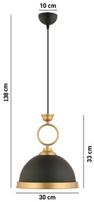 Lampadario a sospensione con cavo MONZA 1xE27/40W/230V diam. 30 cm nero/bronzo