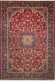 Najafabad Tappeto 390x270 Rosso (Iran) Annodato A Mano