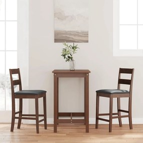 Sgabelli Da Bar Con Cuscini 2pz Marrone Legno Massello Di Hevea /