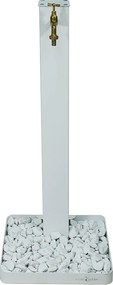 Fontana da Giardino con Rubinetto in Ottone e Base con Ciottoli 40x40x97 cm in Acciaio Bianco...