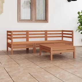 Set Divani da Giardino 4 pz Miele in Legno Massello di Pino