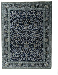 Kashan Tappeto 410x310 Blu (Iran) Annodato A Mano