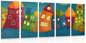 Quadri 5 pezzi – Cittadina notturna
