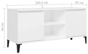 Mobile TV con Gambe in Metallo Bianco 103,5x30x50 cm
