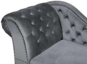Chaise longue sinistra in velluto grigio NIMES Beliani