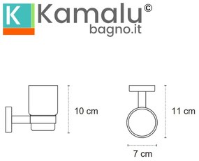 Kamalu - Portaspazzolino vetro e acciaio inox satinato da appoggio | MIRA-S