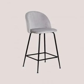 Sgabello Alto In Velluto Kana Design Grigio Perla & ↑65 Cm & Nero - Sklum