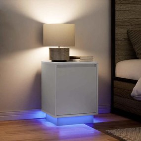 Comodini Con Luci A Led 2 Pz Bianco 38x34x50 Cm /