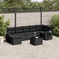 Set Divani da Giardino con Cuscini 8 pz Nero in Polyrattancod mxl 114865