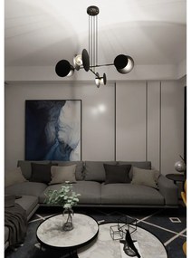 Lampadario Moderno 1 Luce Izanami In Acciaio Nero Con Bracci