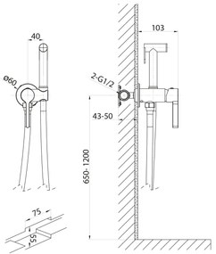 Sapho-Rubinetto per bidet con doccia da incasso ICONIC cromo lucido