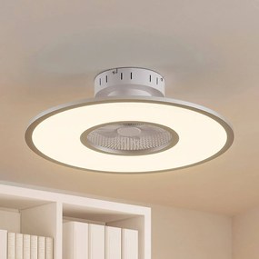 Lindby ventilatore da soffitto LED Romea, rotondo, CC, silenzioso, 60 cm Romea Lindby, dimmerabile, Alluminio / Grigio / Zincato, Soggiorno / Sala da pranzo, Plastica, Moderno