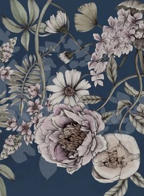 Rebel Walls Wandbild Spring Flower - Dark blue