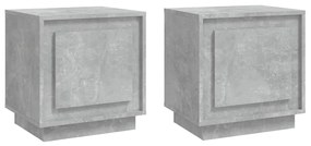 Comodini 2 pz grigio cemento 44x35x45 cm in legno multistrato