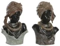 Statua Decorativa DKD Home Decor 26 x 17 x 40 cm Nero Beige Coloniale Africana (2 Unità)