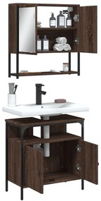 Set mobili da bagno 2 pz rovere marrone in legno multistrato