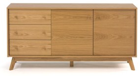 Cassettiera bassa in rovere decorato in colore naturale 149x75 cm Kensal - Woodman