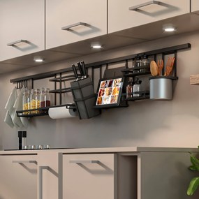 Profilo per Accessori da Cucina Sospesi Titane L 1,1 m Grigio Antracite Alluminio e Zama Emuca...