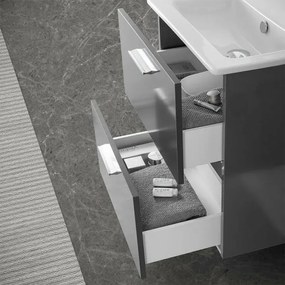 Mobile bagno sospeso 80 antracite lucido con lavabo e specchio Miami