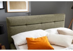 Letto matrimoniale imbottito verde con contenitore con rete inclusa 140x200 cm Lotte – Meise Möbel