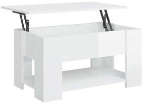 Tavolino da salotto bianco lucido 79x49x41 cm legno multistrato