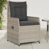 Sedie da Giardino Reclinabili 2 pz Grigio Chiaro Polyrattan 368657