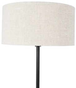 Lampada da terra nera con paralume grigio chiaro 50 cm - Simplo