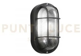 Plafoniera turtle nera ovale 1 luce attacco e27 ip54 12x10,5x20,5cm