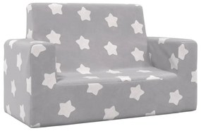 Divano per bambini 2 posti grigio chiaro stelle morbido peluche