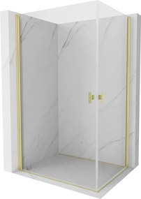 Mexen Mist-B Duo cabina doccia battente 95 x 80 cm, trasparente, oro spazzolato - 8A2-095-080-55-00