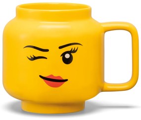 Tazza ragazza occhiolino in ceramica gialla Lego