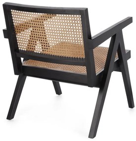 Poltrona lounge GALIA in legno di teak nero e rattan