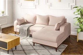 Divano angolare beige in velluto a coste (angolo destro) Beata - Ropez