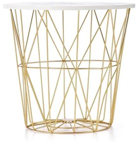 Tavolino HARISSA 41x42 cm oro/bianco marmor decor