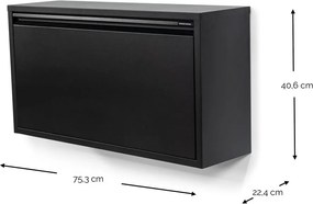 Scarpiera nera in metallo con ante ribaltabili/da parete 75x41x22 cm Billy – Spinder Design