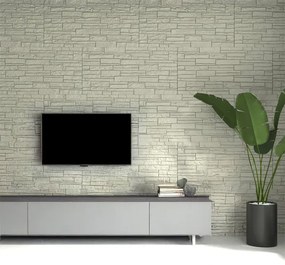 Pannello decorativo effetto pietra mattoni 3D set 12 pz 8,6 mt2 rivestimento murale in PU 120 x 60 x 2,5 Greige Tortora