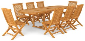 Set da pranzo 9 pz in legno massello di teak