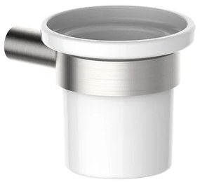 Bicchiere da bagno porta spazzolini Si 90501  L 7.8 x H 9 in ceramica nickel spazzolato