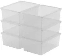 Set 6 Contenitori Rettangolari 37x26x14 cm in Plastica Keter C Box S Trasparente