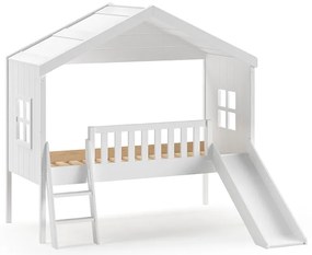 Bílá domečková/vyvýšená dětská postel z borovicového dřeva 90x200 cm Housebed – Vipack