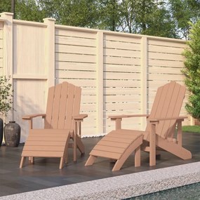 Sedie da giardino adirondack 2 pz con poggiapiedi hdpe marrone