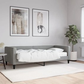 Divano Letto Con Materasso Grigio Chiaro 90x200 Cm İn Tessuto /