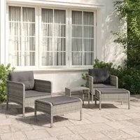 Set Divani da Giardino 5 pz con Cuscini in Polyrattan Grigio 319682