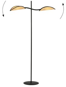 Piantana Contemporaneo Ares Acciaio Nero Marrone 2 Luci E14 Ip20