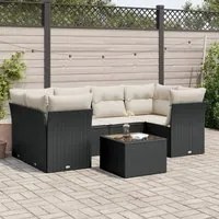 Set Divani da Giardino con Cuscini 7pz Nero Polyrattan 3217266