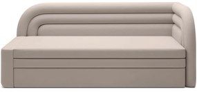 Divano beige allungabile/con contenitore con penisola a destra e rivestimento in velluto 223 cm Fabillo – ELTAP