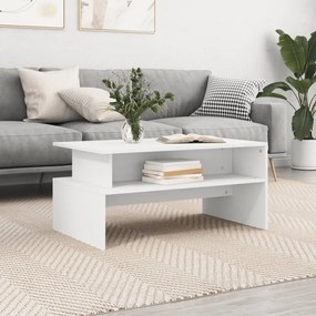 Tavolino Da Salotto Bianco 90x55x42,5 Cm İn Legno Multistrato /