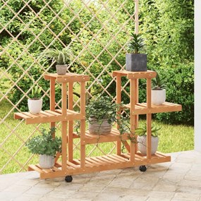 Portafiori Con Ruote 110x25x78 Cm İn Legno Massello Di Abete /